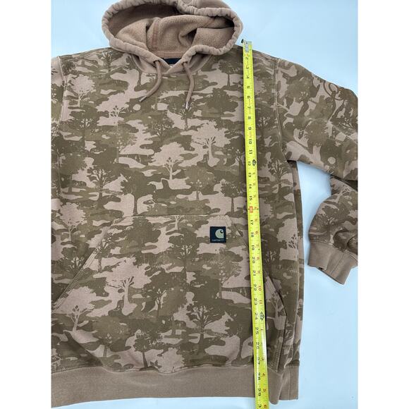 Carhartt Tan Loose Fit Spell Out Camoflage Midweight Logo Hoodie Men’s Medium - Picture 3 of 7